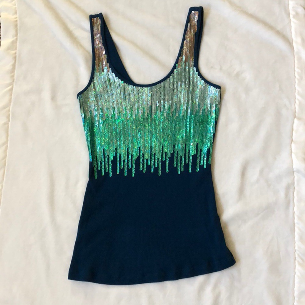 Sequin Turquoise Express Tank Top - image 1